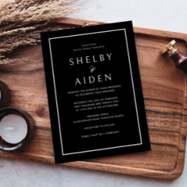 Convite Casamento Mínimo Preto e Branco Moderno