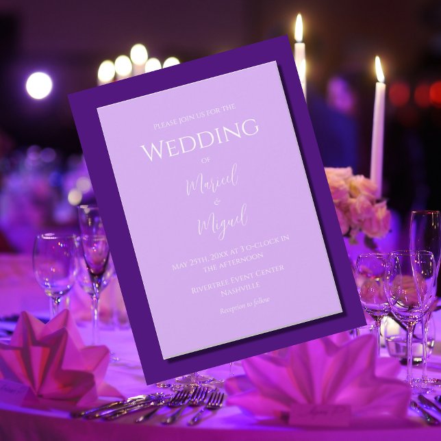 Convite Casamento Mínimo Purple Lilac Moderno (Criador carregado)