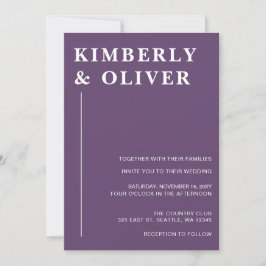 Convite Casamento Mínimo Roxo Simples Moderno