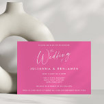 Convite Casamento Mínimo Simples de Script Moderno Rosa Qu<br><div class="desc">Convite para Casamento de Script Moderno,  Rosa Quente Simples (horizontal)</div>