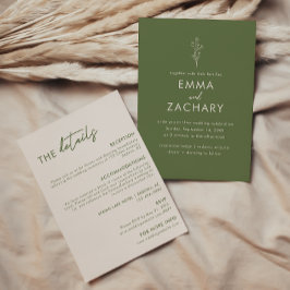 Convite Casamento Mínimo Verde Oleícola All-in-One