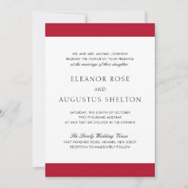 Convite Casamento Mínimo Vermelho e Negro Elegante Moderno