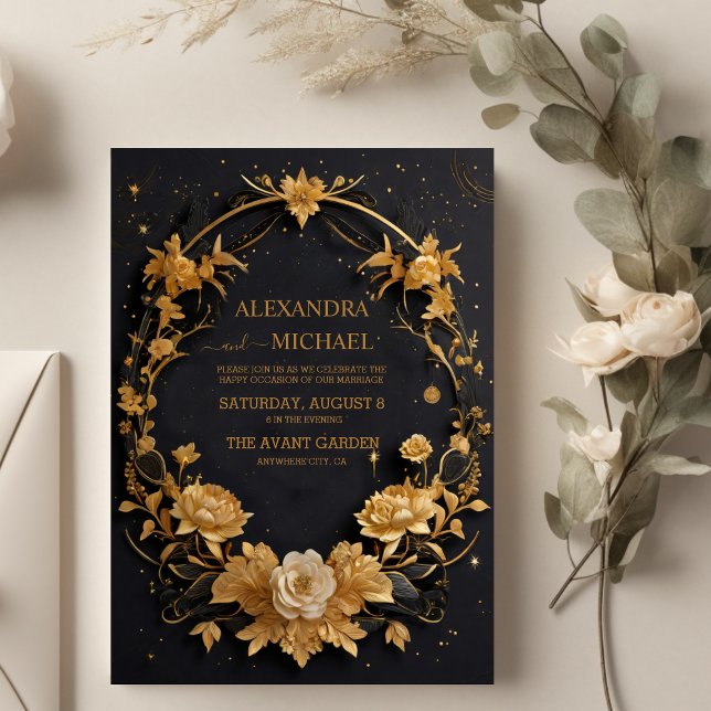 Convite Casamento Místico Celestial Dourado Lua (Criador carregado)