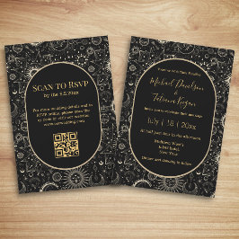 Convite casamento místico com código qr místico chic black