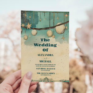 Convite Casamento Místico da Sun Moon Astronomy Space