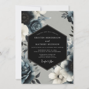 Convite Casamento Místico de Inverno Azul-Marinho
