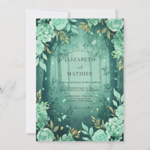 Convite Casamento Místico Esmeralda na Floresta