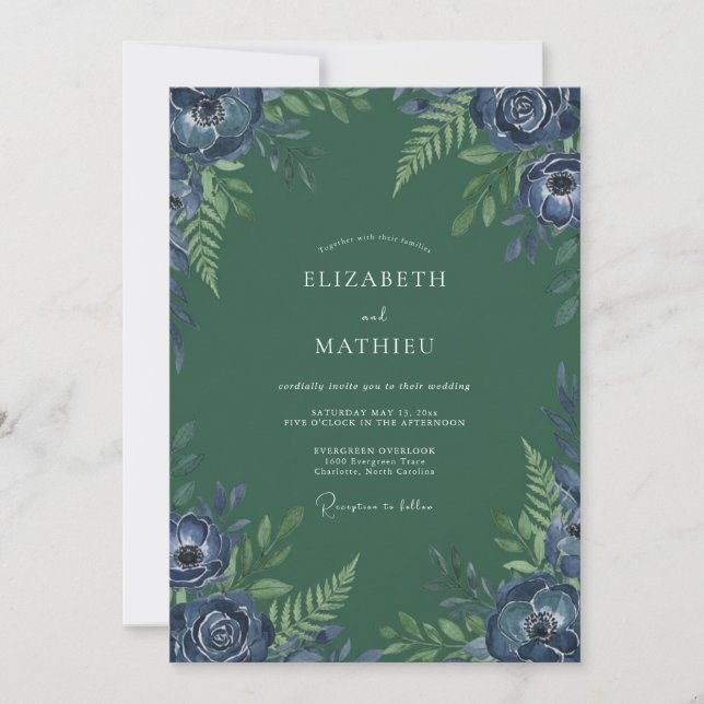 Convite Casamento Místico Florestal em Verde (Frente)