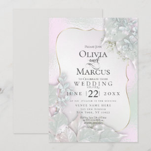 Convite CASAMENTO Mistura de pérolas rosa