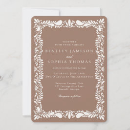 Convite Casamento Mocha Brown Talavera Azulejo Fiesta