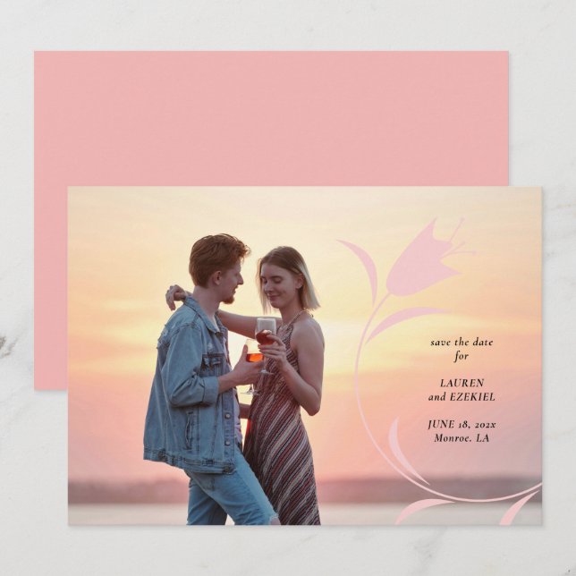 CONVITE CASAMENTO MOD ROSA TULIPA SALVE A DATA (Frente/Verso)