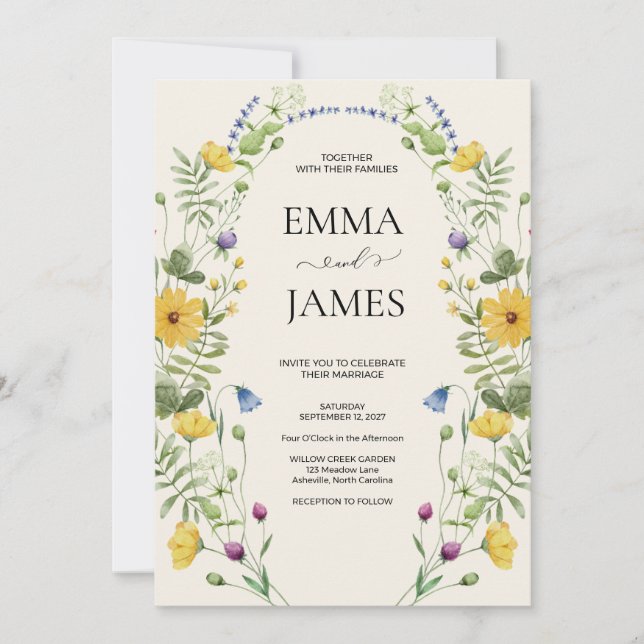 Convite Casamento Moderninho Minimalista Boho de Campo de  (Frente)