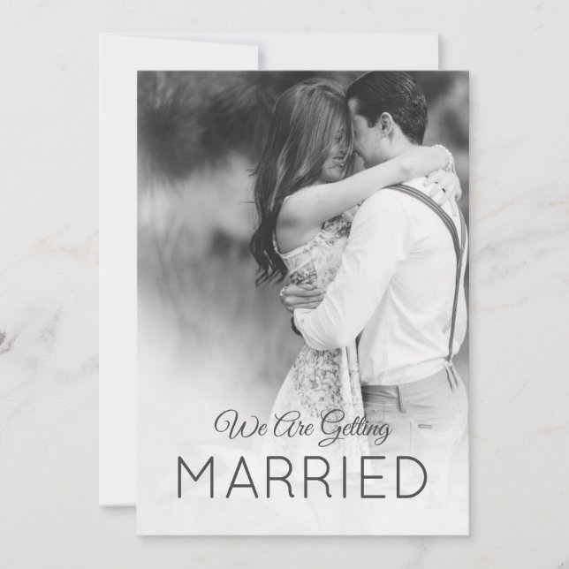 Convite Casamento Moderno 2 Foto Elegante Preto Branco (Frente)