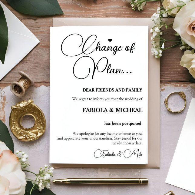 Convite Casamento moderno adiou reagendamento do casamento (Criador carregado)