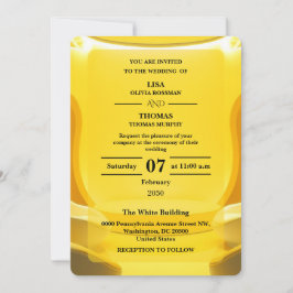 Convite Casamento Moderno Amarelo Manteiga Prata