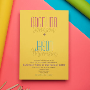 Convite Casamento Moderno Amarelo Minimalista