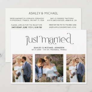 Convite Casamento Moderno Apenas para Recepção de 4 Fotos 