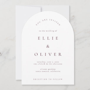 Convite Casamento Moderno Arco Boho Burgundy & Branco