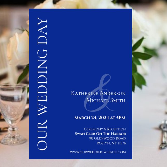 Convite Casamento Moderno Azul e Branco (Modern Blue and White Wedding- Invitation)