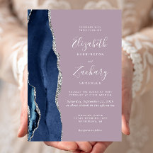 Casamento Moderno Azul Naval Prata Ágata Malva