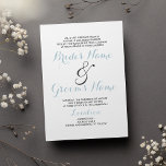 Convite Casamento moderno azul-pastel branco simples<br><div class="desc">Simples e elegante convite para o casamento moderno azul pastel. Esse convite de ampersor minimalista é perfeito para qualquer garota de vidro elegante e sofisticada. Este design é ideal para um evento de tendências e na moda. Personalize este design com sua própria mensagem e informações personalizadas. Todas as designs são...</div>
