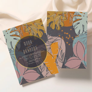 Convite Casamento Moderno Boho Laranja e Preto
