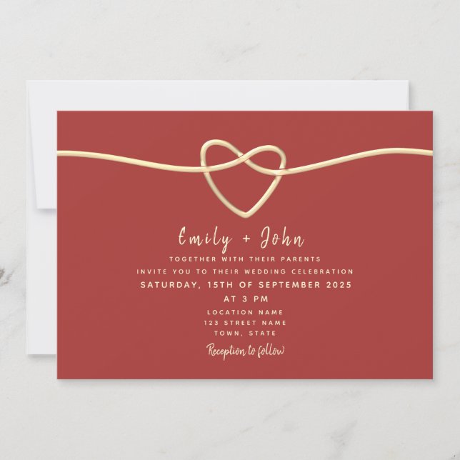 Convite Casamento Moderno Borgonha (Frente)