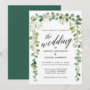 Convite Casamento moderno botânico da caligrafia da