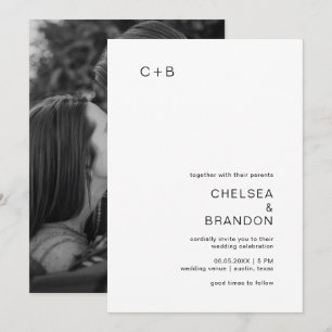 Convite Casamento Moderno Branco e Negro
