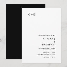 Convite Casamento Moderno Branco e Negro