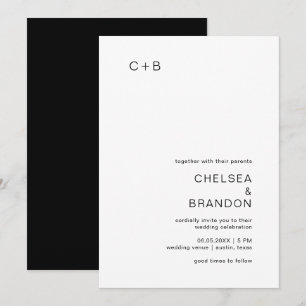 Convite Casamento Moderno Branco e Negro