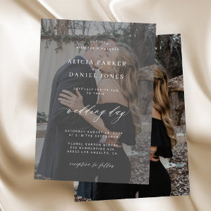 Convite Casamento moderno branco e preto