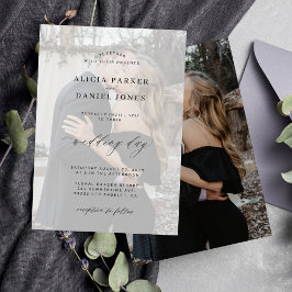 Convite Casamento moderno branco e preto