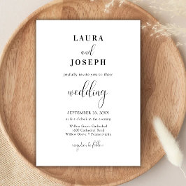 Convite Casamento Moderno Branco Minimalista Personalizado