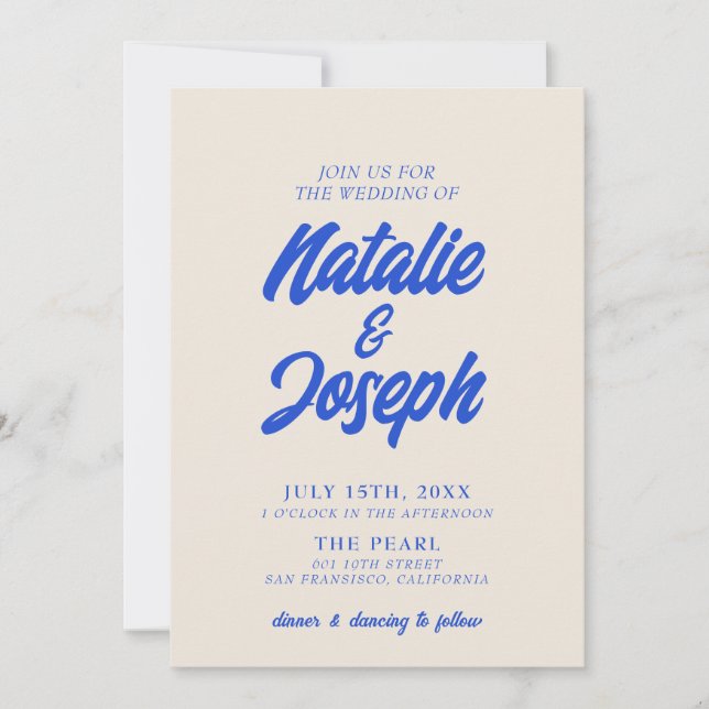 Convite Casamento Moderno Brilhante Colorido Retro Mínimo  (Frente)