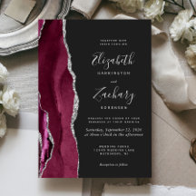 Casamento Moderno Burgundy Prata Ágata Escura
