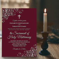 Casamento Moderno Católico Elegante Burgundy e Sil