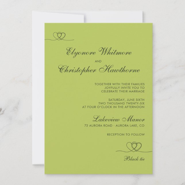 Convite Casamento Moderno Chic Citrino Verde Mistura e Com (Frente)