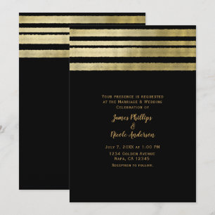 Convite Casamento Moderno Chique Elegante Dourado e Preto