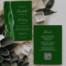 Casamento Moderno Código QR Ágata Prata Verde Caça