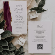 Casamento Moderno Código QR Bege com Ágata em Dour