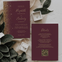 Casamento Moderno Código QR com Brilho Dourado em 