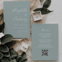 Casamento Moderno Código QR em Verde Vidro do Mar