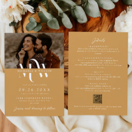 Convite Casamento Moderno Código QR Monograma Elegante Tud