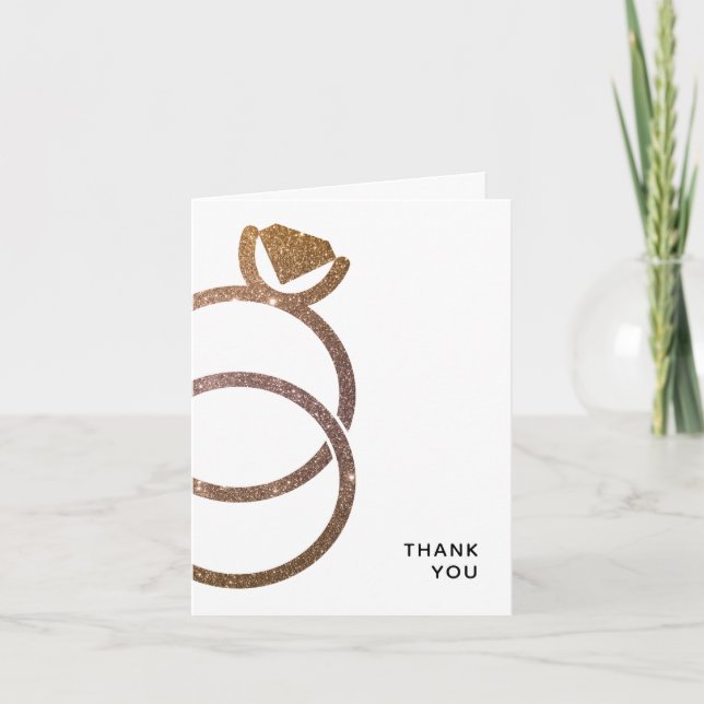 Convite Casamento Moderno com Anéis Empilhados Dourados co (Frente)