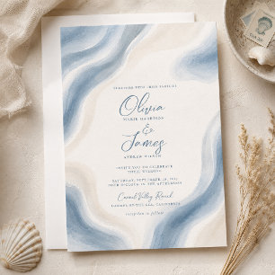 Convite Casamento Moderno com Aquarela Costeira