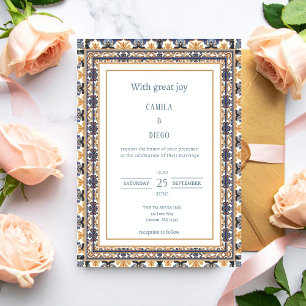 Convite Casamento Moderno com Azulejo Talavera de Luxo