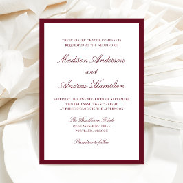 Convite Casamento Moderno com Borda Borgonha