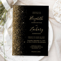 Casamento Moderno com Borda de Brilho Dourado Pret