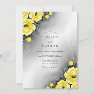 Convite Casamento Moderno com Brilho Amarelo